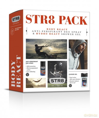 STR8 Body React Zestaw prezentowy (dezodorant spray 150 ml + żel pod prysznic 250 ml)