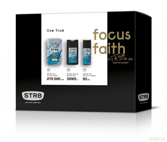 STR8 Live True Zestaw prezentowy (dezodorant spray 150 ml + płyn po goleniu 100 ml + żel pod prysznic 250 ml)