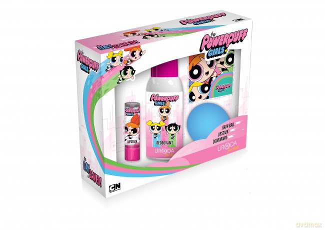 Uroda for Kids Zestaw prezentowy Powerpuff Girls (kula do kąpieli 100 g + pomadka + dezodorant 100 ml)