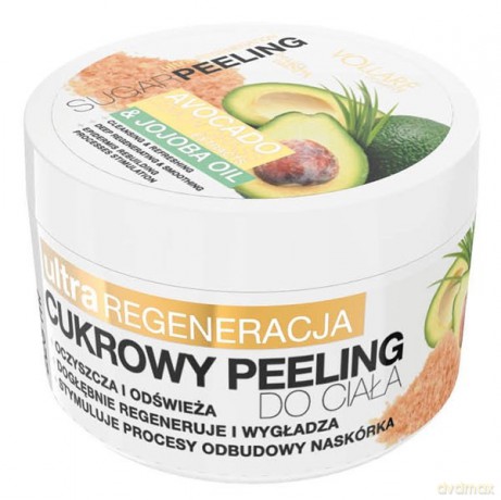 Vollare Body Peeling cukrowy do ciała Ultra Regeneracja z ekstraktami z awokado i trawy cytrynowej 225 ml
