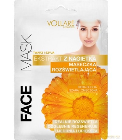 Vollare Maseczka rozświetlająca Nagietek - cera sucha ,szara i zmęczona 2 x 5 ml