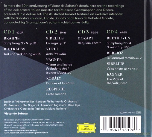 Victor De Sabata: Recordings On Deutshce Grammophon And Decca [4CD]