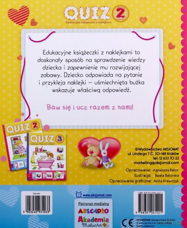 Quiz 2-latka. Edukacyjna książeczka z naklejkami [KSIĄŻKA]