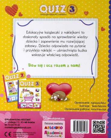 Quiz 3-latka. Edukacyjna książeczka z naklejkami [KSIĄŻKA]