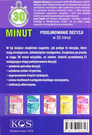 Podejmowanie decyzji w 30 minut - Dagmar Herzog, Lena Brenk [KSIĄŻKA]