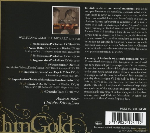 Mozart: Am Stein Vis A Vis Staier Schornsheim (digipack) [CD]