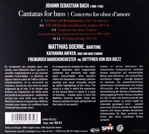 Bach: Cantatas For Bass Goerne (digipack) [CD]