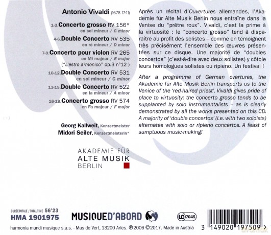 Vivaldi: Doubles Concertos Akademie Fur Alte Musik Berlin [CD]