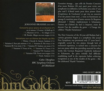 Brahms: Piano Concerto no 1 Tiberghien Belohlavek (digipack) [CD]