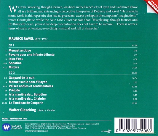 Walter Gieseking: Ravel - The Complete Works For Solo Piano [2CD]