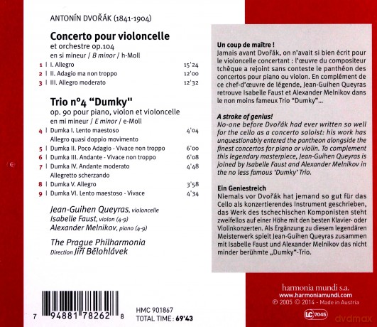 Dvorak: Cello Concerto Dumky Trio Queyras [CD]
