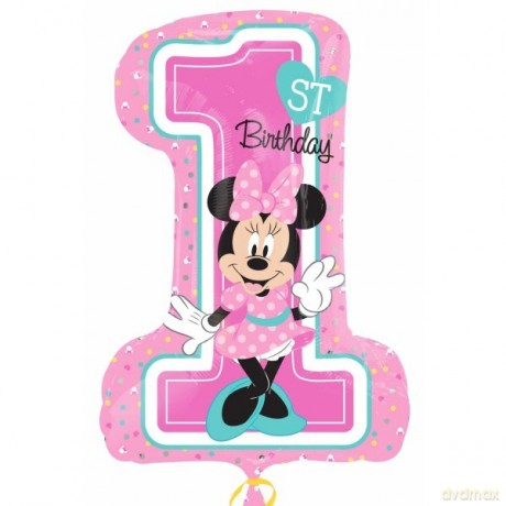 Balon foliowy Cyfra Minnie 1 urodziny