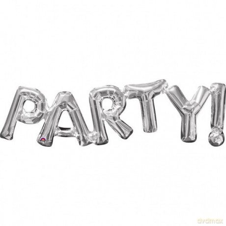 Balon foliowy srebrny napis Party