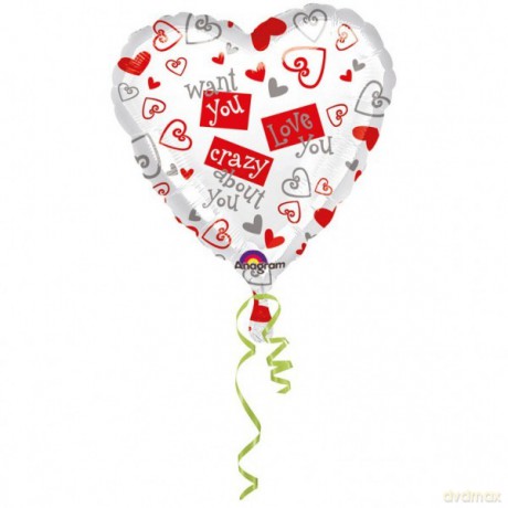 Balon foliowy Standard XL - Serce z nadrukiem
