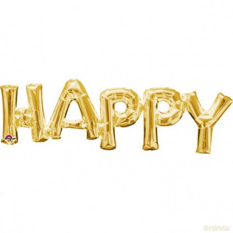 Balon foliowy złoty napis Happy