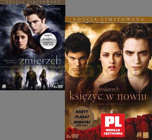 Zmierzch+Zmierzch 2: Księżyc w nowiu Pakiet [4DVD]+[KARTY]+[PLAKAT]