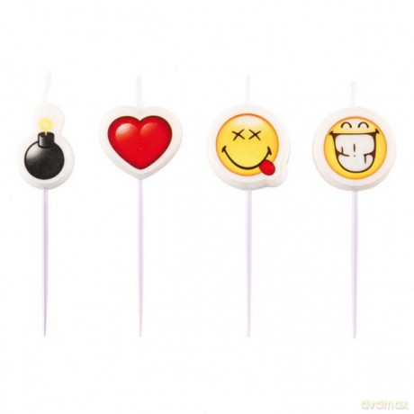 Mini świeczki Smiley Emoticons, 4 sztuki