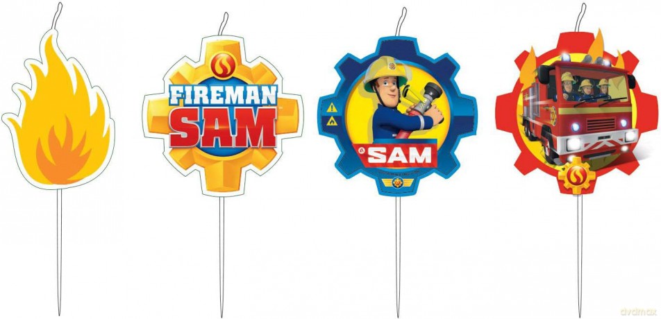 Mini świeczki Strażak Sam, 4 sztuki
