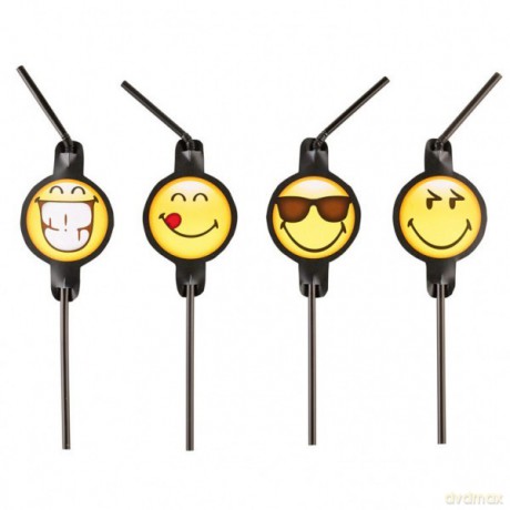 Słomki do napojów Smiley Emoticons, 8 sztuk