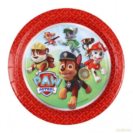 Talerzyki 18 cm Psi Patrol, 8 sztuk