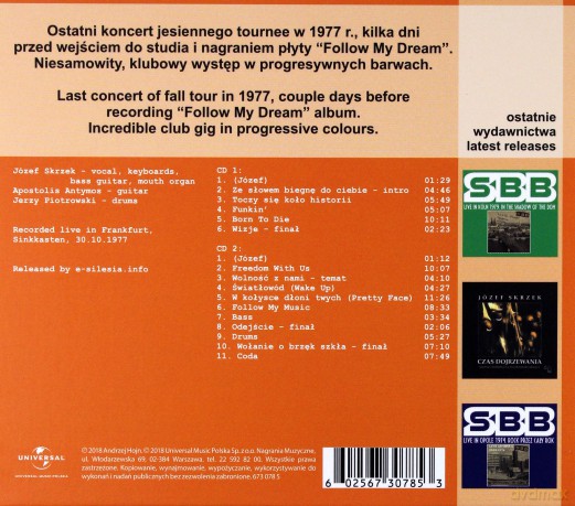 SBB: Live In Frankfurt 1977. Follow My Music [2CD]