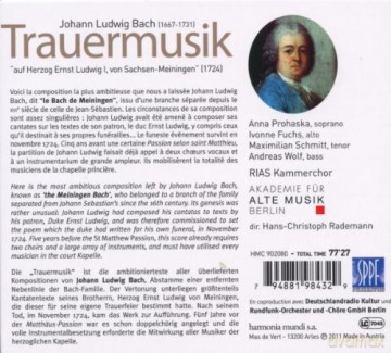 Johann Ludwig Bach: Trauermusik Rademann (digipack) [CD]