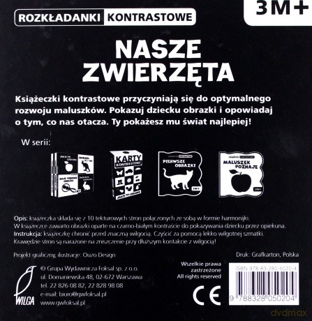 Rozkładanki kontrastowe nasze zwierzęta 3m+ [KSIĄŻKA]
