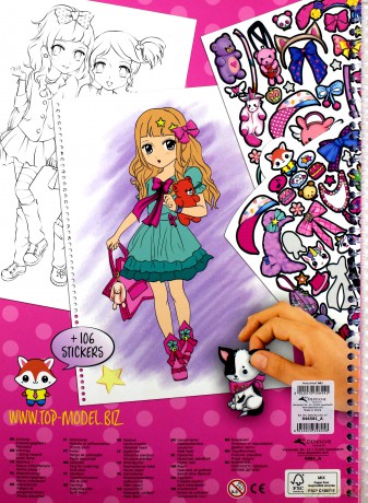 Szkicownik manga model z naklejkami