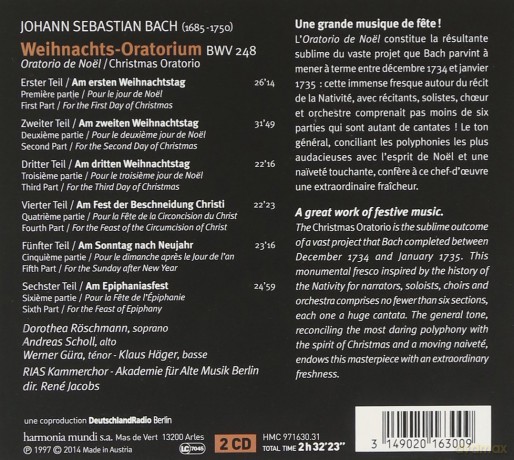 Bach: Christmas Oratorio Jacobs (digipack) [2CD]