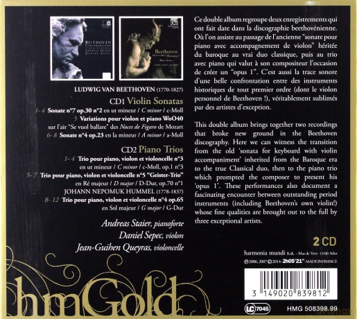 Beethoven: Violin Sonatas Staier Sepec Queyras (digipack) [2CD]