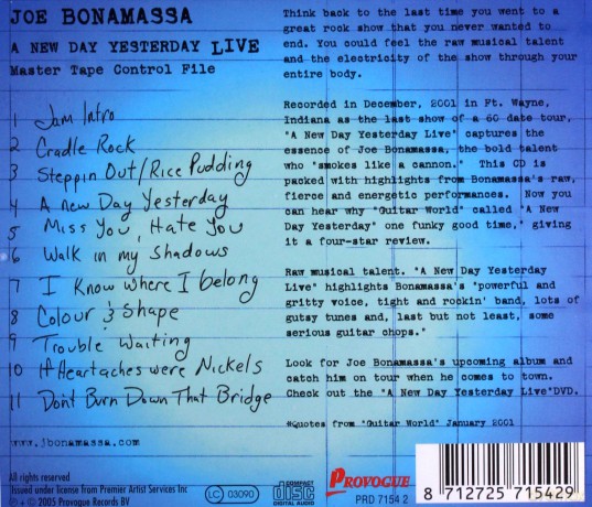 Joe Bonamassa: New Day Yesterday Live [CD]