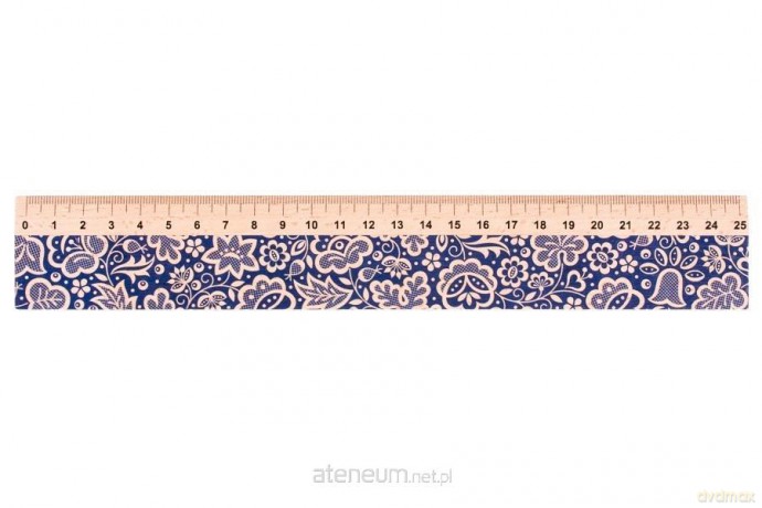 Linijka drewniana 25 cm kujawska niebieska