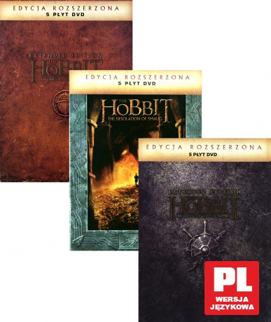 Hobbit: Niezwykła podróż  / Pustkowie Smauga / Bitwa Pięciu Armii (edycje rozszerzone) Pakiet [15DVD]