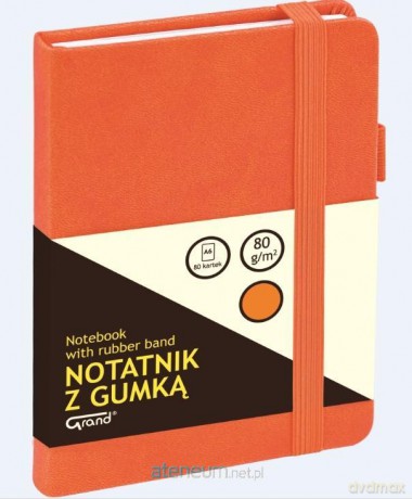 Notatnik A6/80K kratka z gumką pomarańczowy