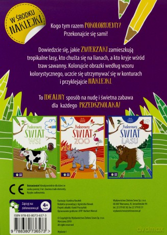 Kolorowy świat dżungli. Wesołe malowanki naklejanki [KSIĄŻKA]