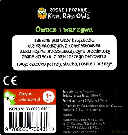 Owoce i warzywa. Rosnę i poznaję. Kontrastowe [KSIĄŻKA]