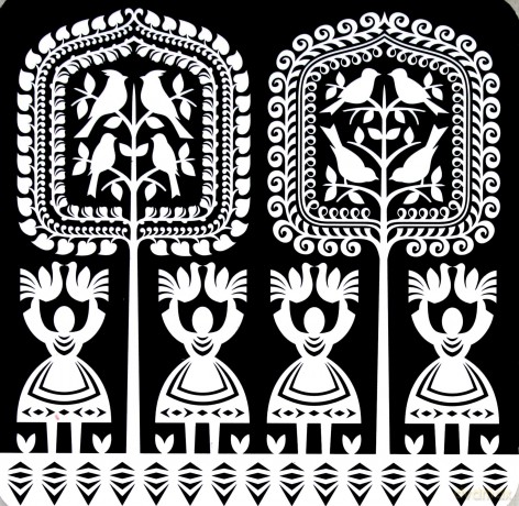 Podkładka korkowa FOLK na ludowo-kurpiowska czarna