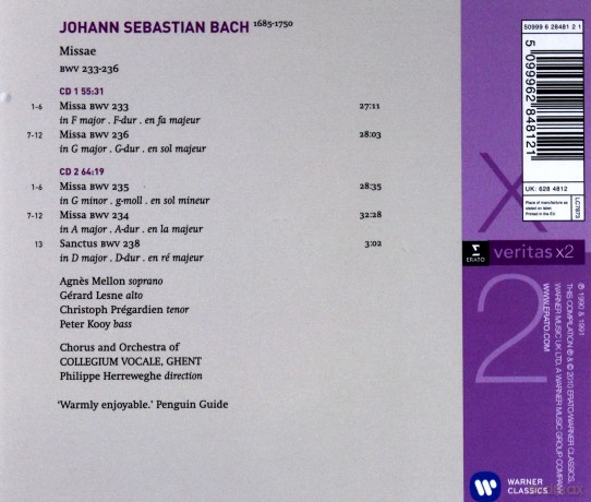Herreweghe :Veritas X2-Masses Bwm 233-235, Santus Bwv 238 [2CD]