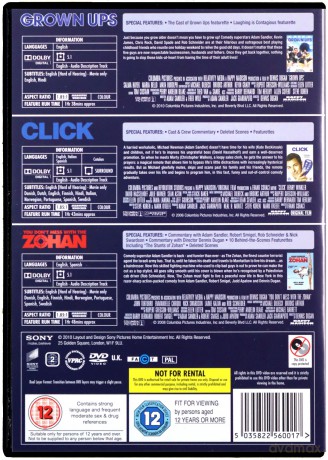 Adam Sandler: Grown Ups / Click / You don't mess with the Zohan (Klik: I robisz, co chcesz / Duże dzieci / Nie zadzieraj z fryzjerem) [3DVD]