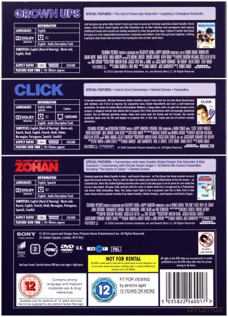 Adam Sandler: Grown Ups / Click / You don't mess with the Zohan (Klik: I robisz, co chcesz / Duże dzieci / Nie zadzieraj z fryzjerem) [3DVD]