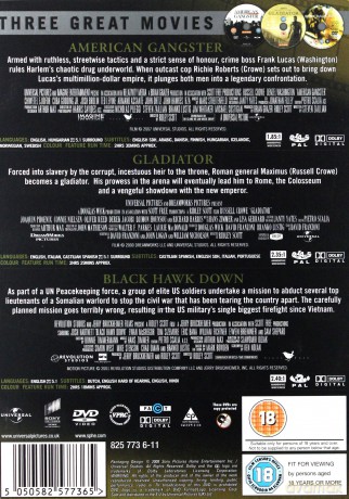 American Gangster / Gladiator / Black Hawk Down (American Gangster / Gladiator / Helikopter w ogniu) (steelbook) [3DVD]