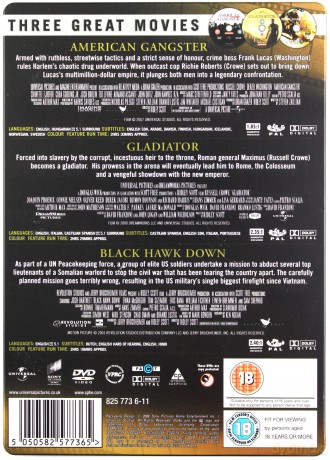 American Gangster / Gladiator / Black Hawk Down (American Gangster / Gladiator / Helikopter w ogniu) (steelbook) [3DVD]