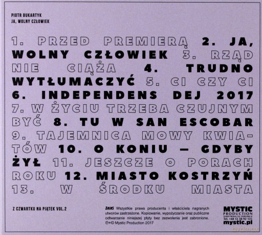 Piotr Bukartyk: Ja, wolny człowiek - z czwartku na piątek vol. 2 [CD]
