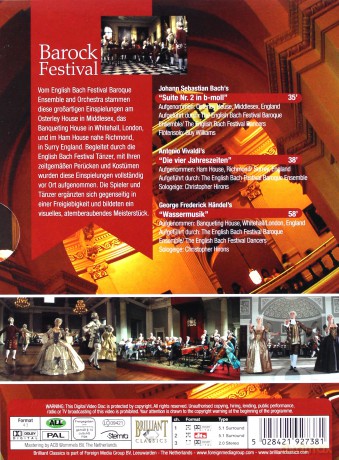 Johan Sebastian Bach: Baroque Festival - Bach - Suite Nr. 2 In B-Moll/ Vivaldi - Die Vier Jahreszeiten/ Handel - Wassermusik [3DVD]