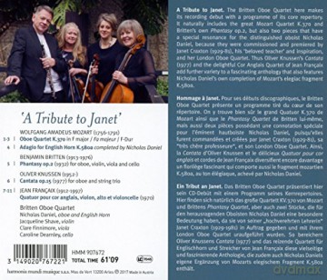 Britten Oboe Quartet Nicholas Daniel: A Tribute To Janet [CD]