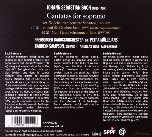 Bach: Cantatas For Soprano Sampson (digipack) [CD]