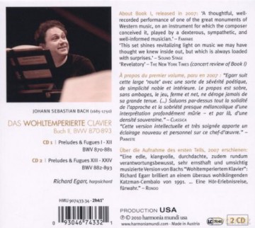 Bach: Das Wohltemperierte Clavier Vol 2 Egarr (digipack) [2CD]