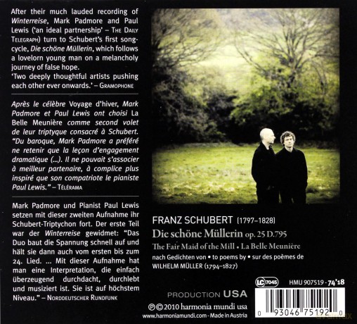 Schubert: Die Schone Mullerin Padmore Lewis (digipack) [CD]