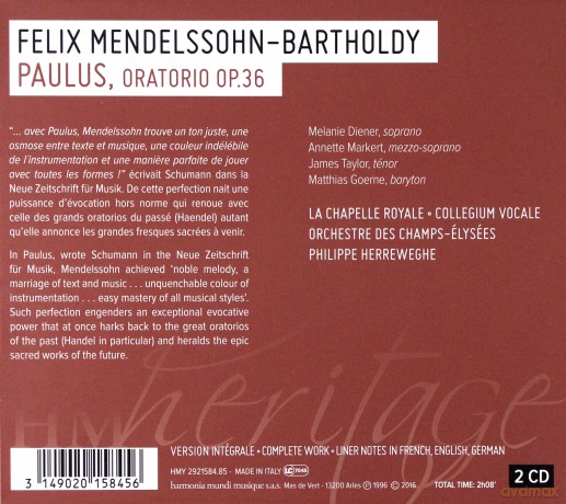 Mendelssohn Bartholdy: Paulus Herreweghe (digipack) [2CD]