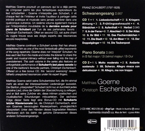 Schubert: Schwanengesang Goerne (digipack) [2CD]
